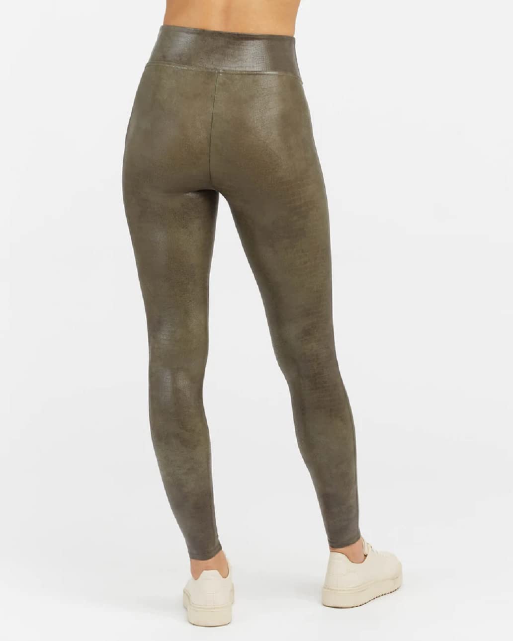 SPANX Faux Leather Croc Shine Leggings Darkened Olive 1 | B2B